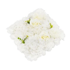 6pcs 15*15in White Artificial Flower Wall Panels Venue Background Floral Decor