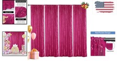 4PCS Fuchsia Sequin Backdrop Curtain, 2FT x 8FT – Perfect for Weddings & Parties