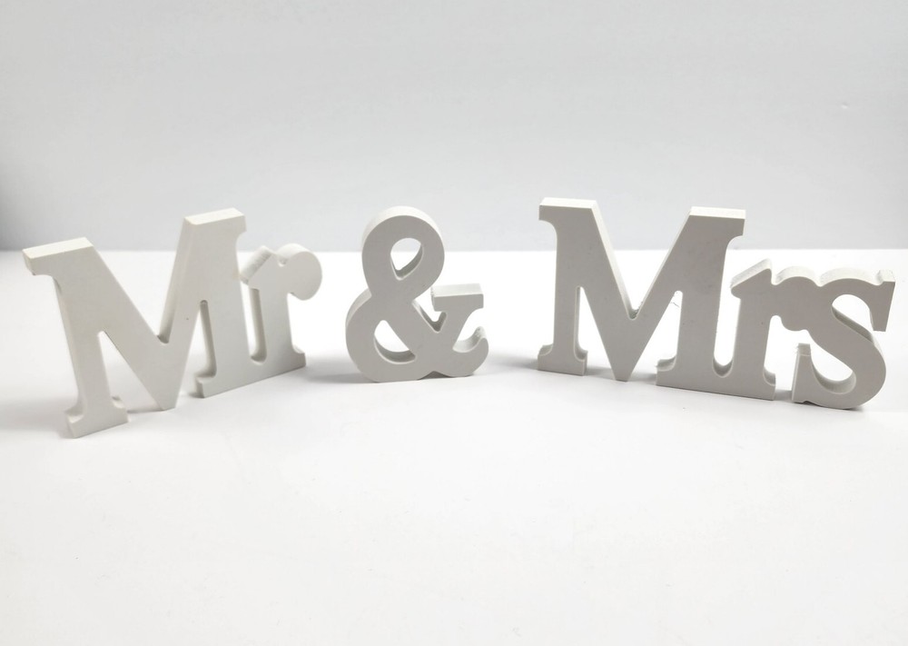 Mr and Mrs Wedding Wooden Sign Wood Letters Decor Table Top Standing Party Props