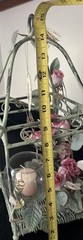 Wedding Lantern Patina Metal Cage Candle Holder w/Roses Shabby Chic Cottage