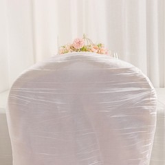 WHITE Crinkle Crushed Taffeta Banquet CHAIR COVER Party Wedding Events Decor
