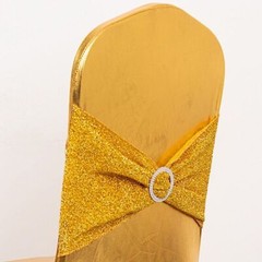 Metallic Tinsel Spandex Stretchable Banquet Chair Cover Sash Band Buckle Party