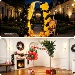 6.6 FT Metal Arch Backdrop Stand, Gold | Wedding Arch, Balloon Arch Stand, for P