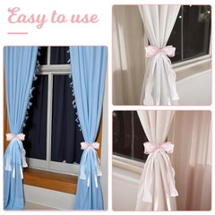 Bowknot Curtain Tiebacks, 2 PCS Butterfly Curtain Tiebacks with Pearls STYLE 1