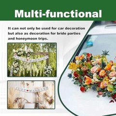 4Pcs Just Married Wedding Car Decorations Car Decor Kit with Large Ornate