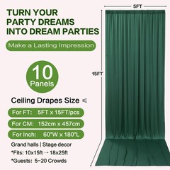 Party Village 50ft×15ft Forest Green W5′ x H15′(10 panels),
