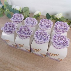 25 Lavender Peony Floral Top Party Favor Boxes Lilac Wedding Party Events