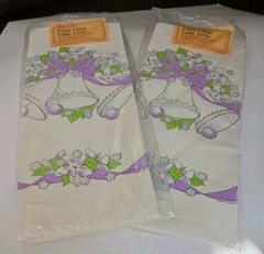 2 Vintage Party Table Covers Wedding Bells Chapel Retro 80s Bridal Paper Art