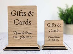 Personalised ‘Gifts & Cards’ Wooden Sign for Weddings and Parties