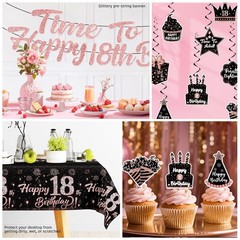 Yingoto 181PCS 18th Birthday Decorations for Girls Tableware Set, Rose Gold 1…