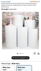 3Pcs/5Pcs Round Cylinder Pedestal Stand for Wedding Party Display Stand Decor