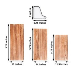 3 Natural Rectangular Metal Wood Floating Shelves Home Decorations Supplies