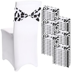 72 Pcs Cow Stripe Chair Sashes – Elastic Animal Print Bands for Safari Party Dec
