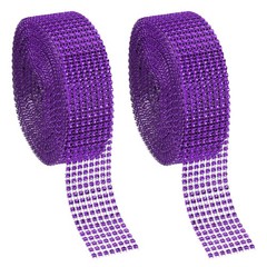2 Roll 1.5″x20 Yard Crystal Rhinestones Mesh Ribbon Light Purple (4mm)