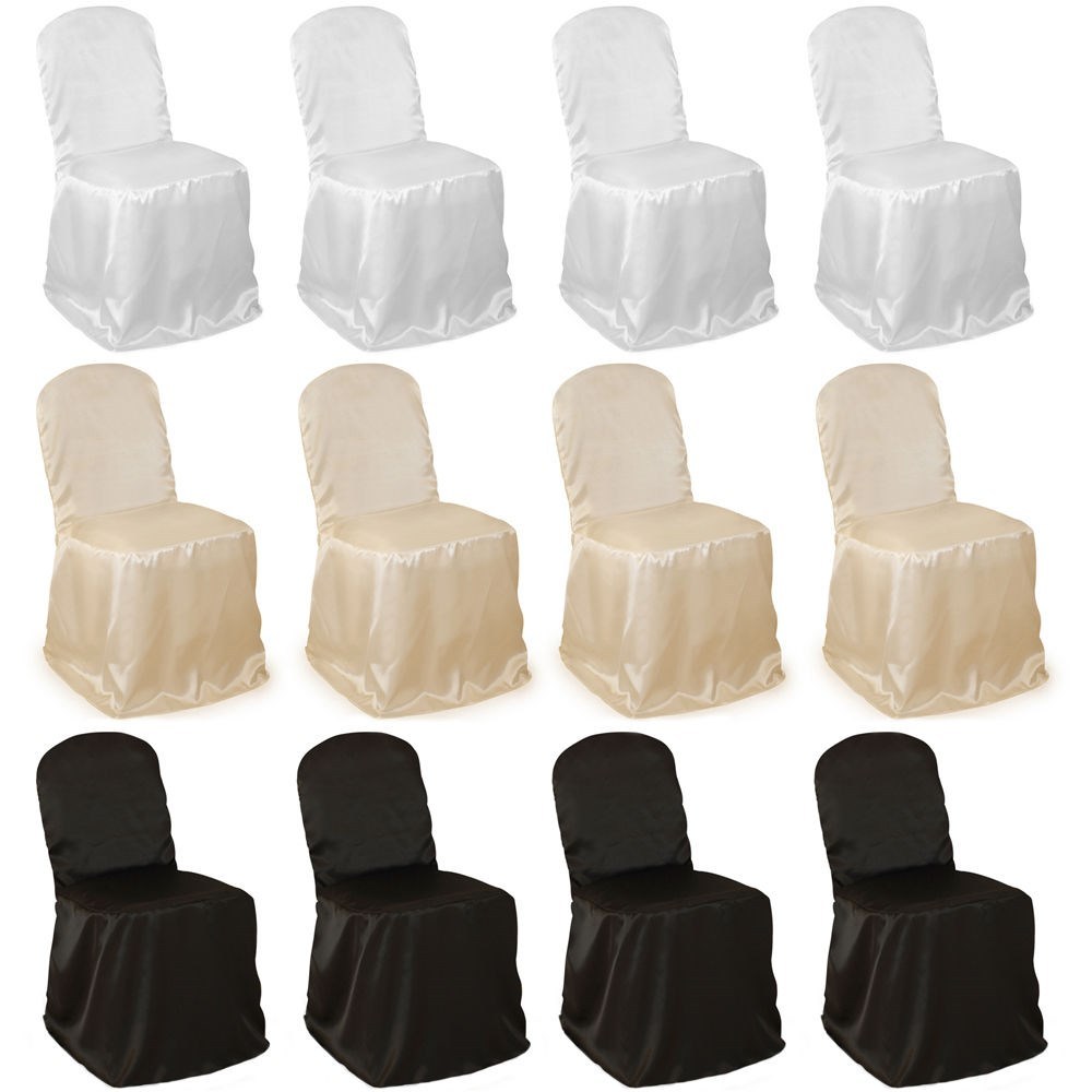 50 Banquet Polyester Chair Covers Made in USA High Quality 3 Colors Wedding