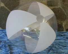 30″ Frost White & Crystal Clear Beach Ball WEDDING DISPLAY Pool Party Beachball
