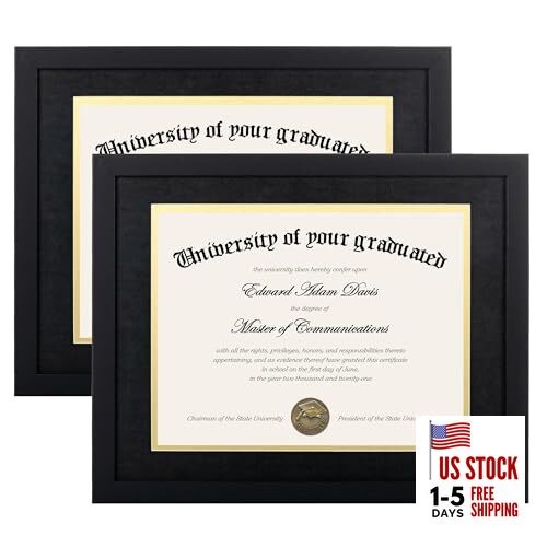 11×14 Diploma Frame Certificate Degree Document Frame with High 2 Black