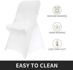 Stretch Spandex Folding Chair Cover for Wedding Party Dining Banquet Event Wh…