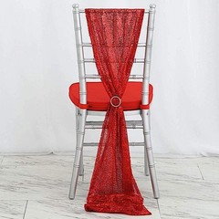 Extra Wide RED Premium Sequined Chair Sashes Wedding Party Events Decorations