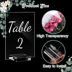 Tuanse 40 Pack White 4 x 6 Inch Acrylic Wedding Table Number 1-40 Clear