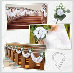 Riceshoot 34 Pcs Church Pew Wedding Decorations White Fabric Tulle Silk…
