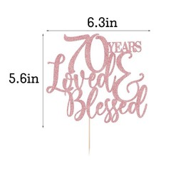 Glitter 70 Years Loved & Blessed Cake Topper – 70th Birthday Cake Decorating,…