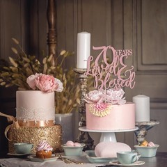 Glitter 70 Years Loved & Blessed Cake Topper – 70th Birthday Cake Decorating,…