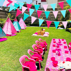 40Ft Teal Hot Pink Fabric Bunting Banner Pennant Hanging Party Decorations Trian