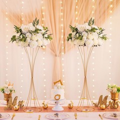 5/10Pcs Gold Metal Flower Stand 20″ Wedding Table Centerpiece Vase Holder Decor