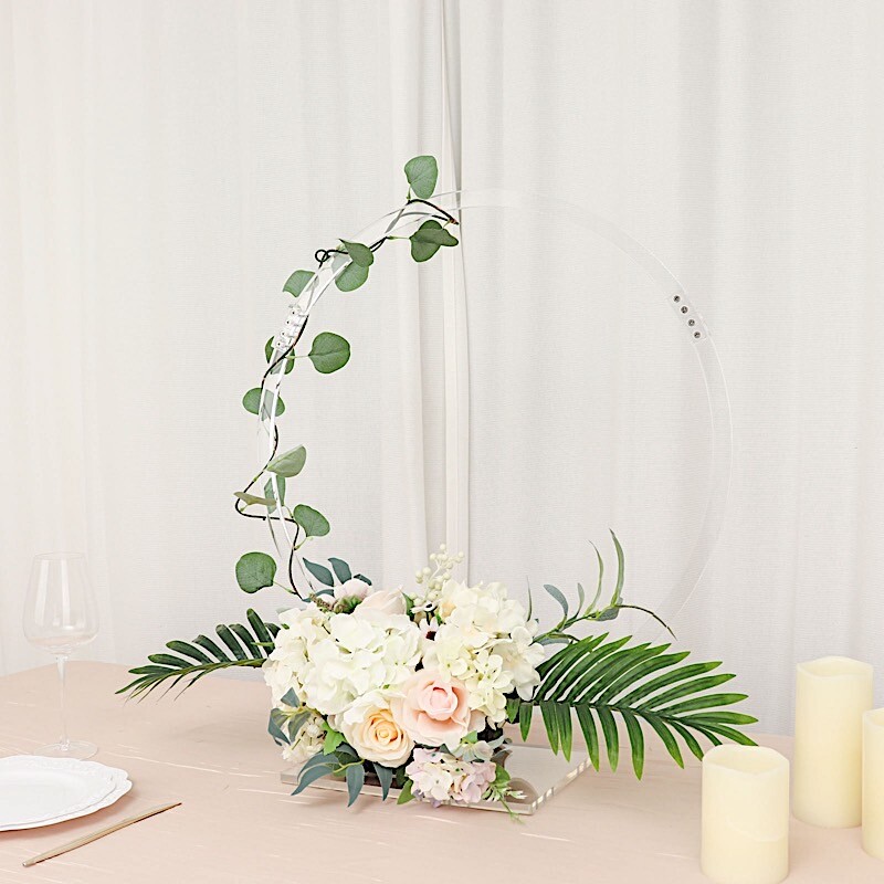 26 in Clear Round Acrylic FLORAL HOOP Standing Wreath Ring Centerpiece Party