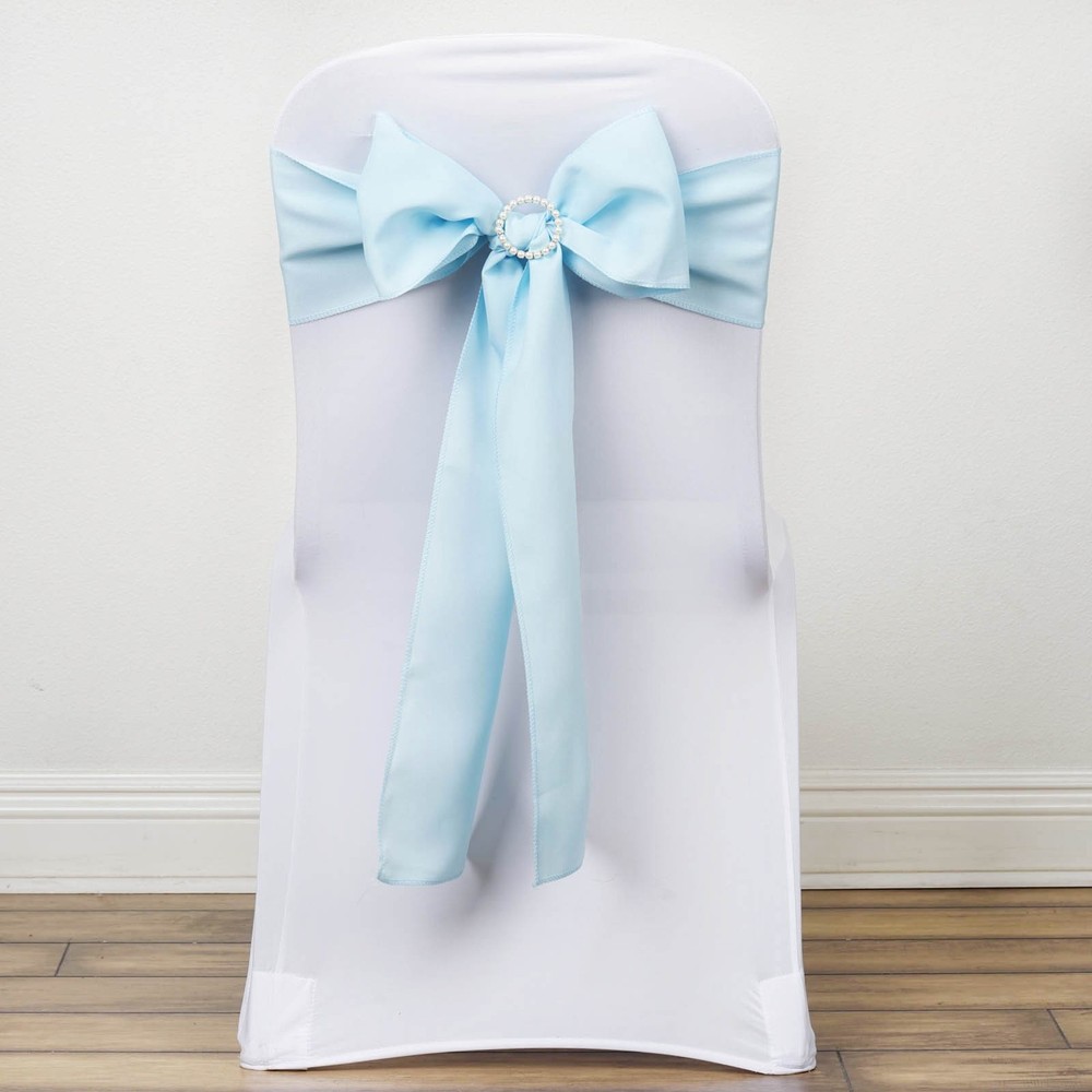 10 Light Blue Polyester CHAIR SASHES Ties Bows Wedding Ceremony Decorations SALE