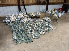 Wedding Artificial Floral Arrangement Decor Blue White Pink Green Fabric Plastic