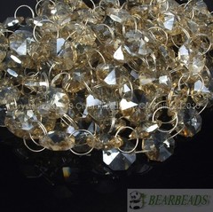 Top Quality Crystal Glass Champagne Beads Chain Wedding Decoration Curtains 1M