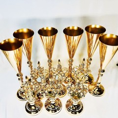 12-Piece Royal Gold Crown & Goblet Decor Set – Luxury Wedding Centerpiece Bundle