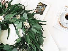 16 inch Preserved Eucalyptus Wreath – Medium-Sized Natural Handcrafted