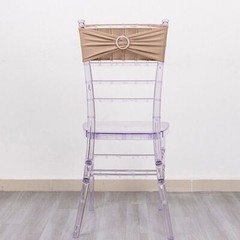 10 Nude Spandex CHAIR SASHES with Silver Round Buckles Wedding Decorations SALE
