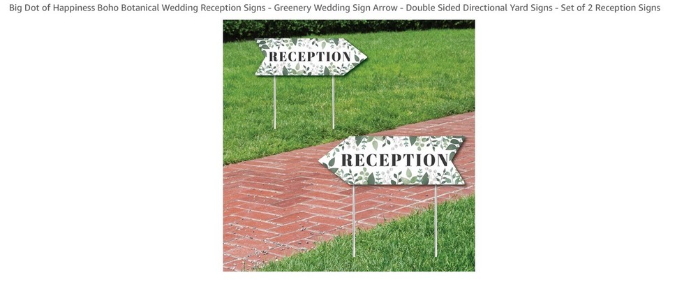 Wedding Reception Signs Set Of 2