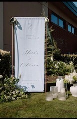 Boho Fabric Wedding Welcome Sign, Custom Linen Wedding Ceremony Banner