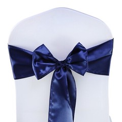 100 Navy Blue Satin Chair Sashes Silky Sateen Chair Bows wedding party décor