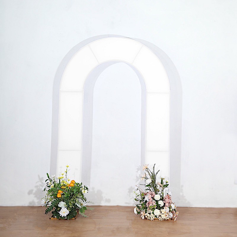 8ft WHITE Fitted Spandex Open Arch Double Sided Backdrop STAND COVER Party Event