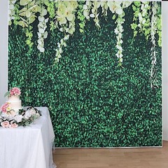 GREEN 8 ft x 8 ft Printed Vinyl Greenery Vines PHOTO BACKDROP Party Decorations
