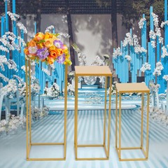 3 Durable Metal Wedding Flower Stands Rectangular Rack Vase Plant Golden Rack