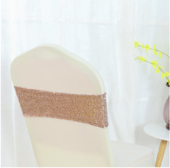 rose gold glitter sequin chair bands sashes ties bows ribbon wedding anniversary