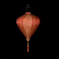 Quasimoon Large Red / Orange Vietnamese Silk Lantern, Garlic Umbrella by Pape…