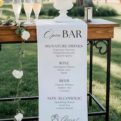 Engagement Party Open Bar Decor Custom Wedding Menu Fabric