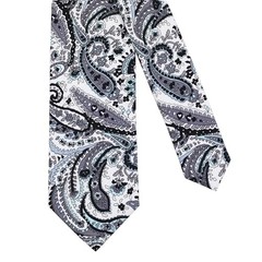 Kissvian Men’s Cotton Skinny Tie with Floral Print Linen Casual Grey Cashew