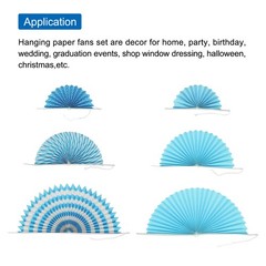 6Pcs Hanging Paper Fans Party Set Decoration for Home,Birthday Wedding Blue