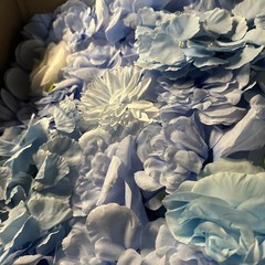 Artificial Flower Wall Panel 15*15inches -12 Pack Silk Rose Hydrangea Light Blue