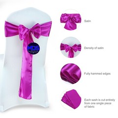 100 MAGENTA VIOLET Satin Chair Sashes Bows Wedding Party Banquet Event DIY Décor