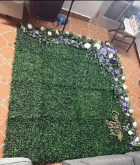 🌿 6×6 Boxwood Greenery Wall Backdrop w/ Floral Garland & Extra Panels